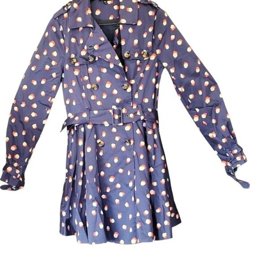 Topshop blue short full skirt trench coat Size 6